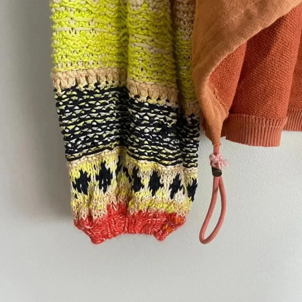 Free People Oversized Crochet Sleeves Sweater